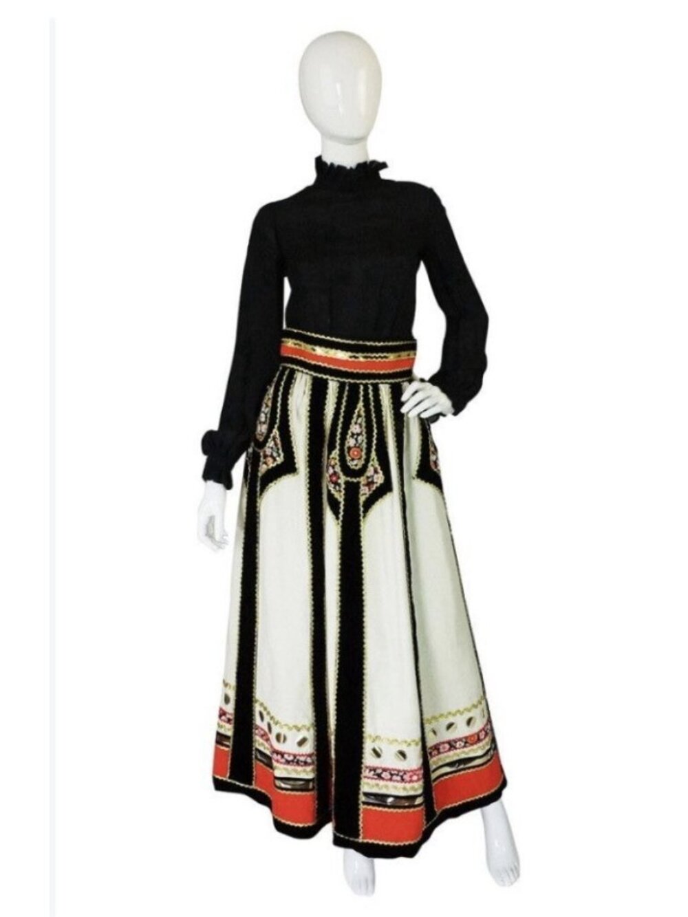 Vintage 1960s Lillie Rubin Drindl Style Velvet Patchwork Floral Dress Caspian